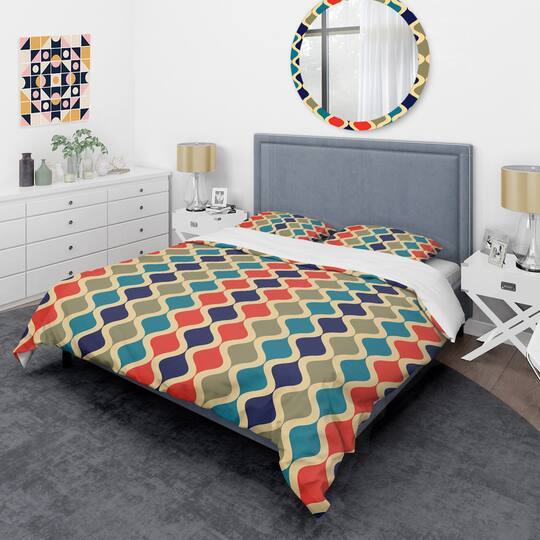 Designart 'Retro Ornamental Design VI' Mid-Century Duvet Cover Set